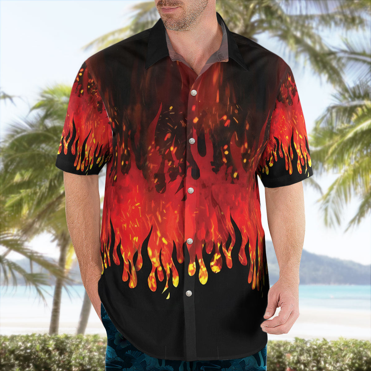 One Piece ACE Fire Pattern Button Up Hawaiian Shirts For Sale | One Piece Universe Store