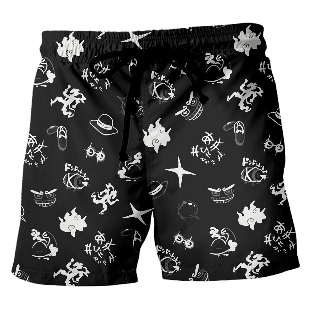 One Piece Black White Pattern Hawaiian Shirt and Shorts Set - One Piece Universe Store