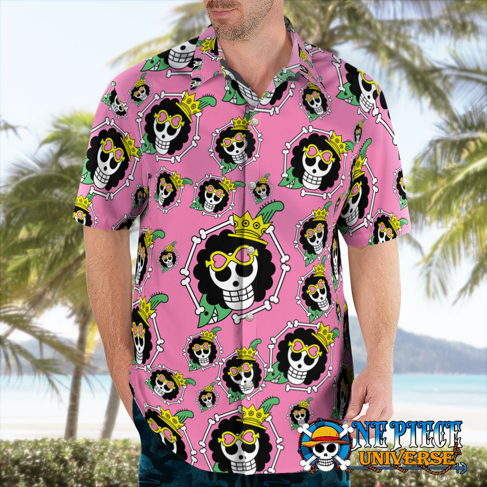 One Piece Brook Jolly Roger Pattern Hawaiian Shirt | One Piece Universe Store