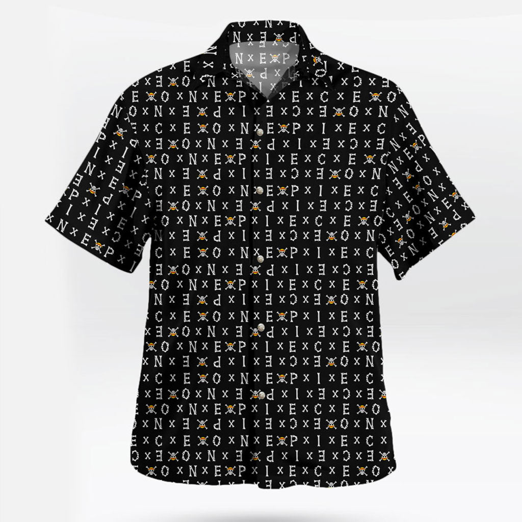 Skull Jolly Roger One Piece Hawaiian Shirt and Shorts Set Black - One Piece Universe Store