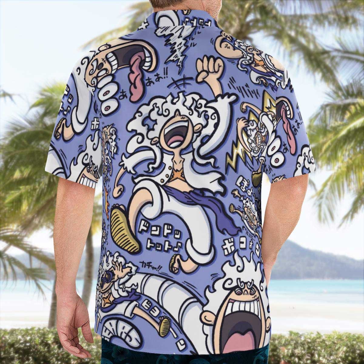 One Piece Luffy Gear 5 Funny Button Up Hawaiian Shirts For Sale | One Piece Universe Store