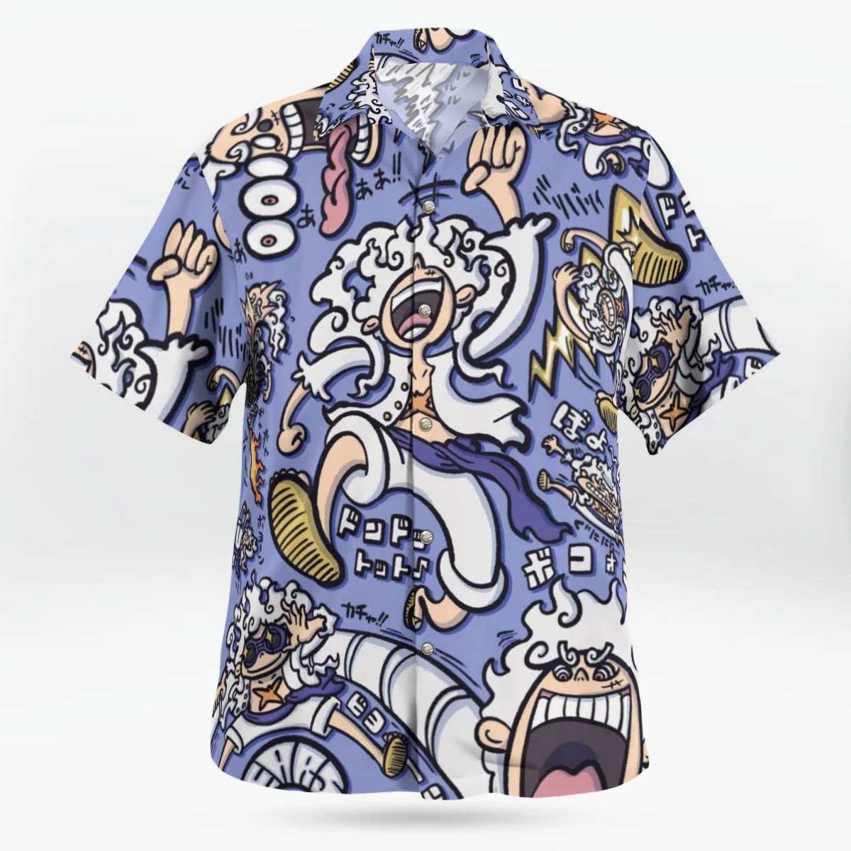 One Piece Luffy Gear 5 Funny Button Up Hawaiian Shirts For Sale | One Piece Universe Store