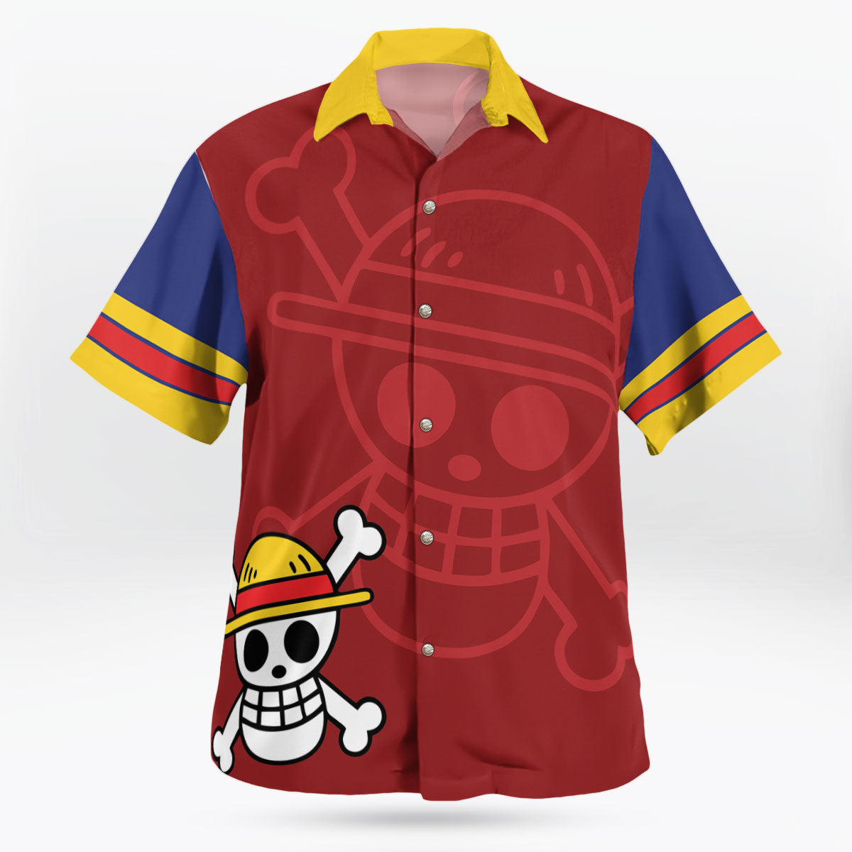 One Piece Luffy Straw Hat Button Up Hawaiian Shirt | One Piece Universe Store