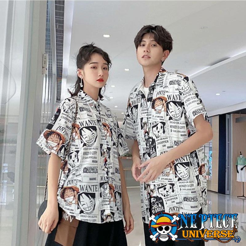 One Piece Manga and Anime Wanted Hawaiian Shirt Button Up | One Piece Universe Store