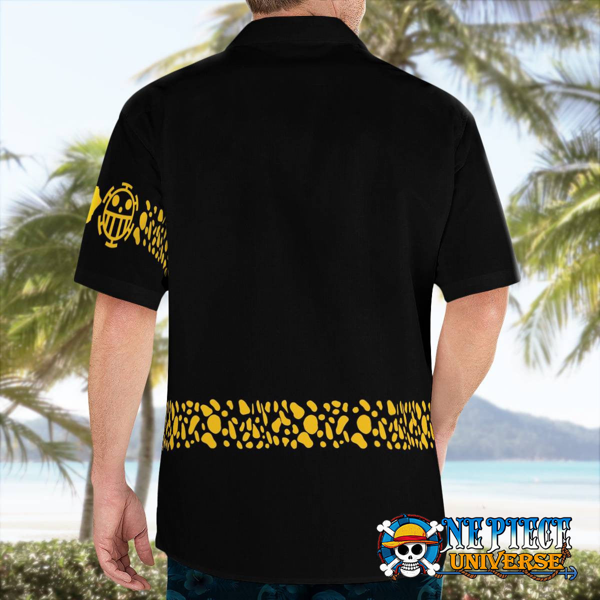Black One Piece Trafalgar Law Coat Hawaii Shirt Pattern For Sale | One Piece Universe Store