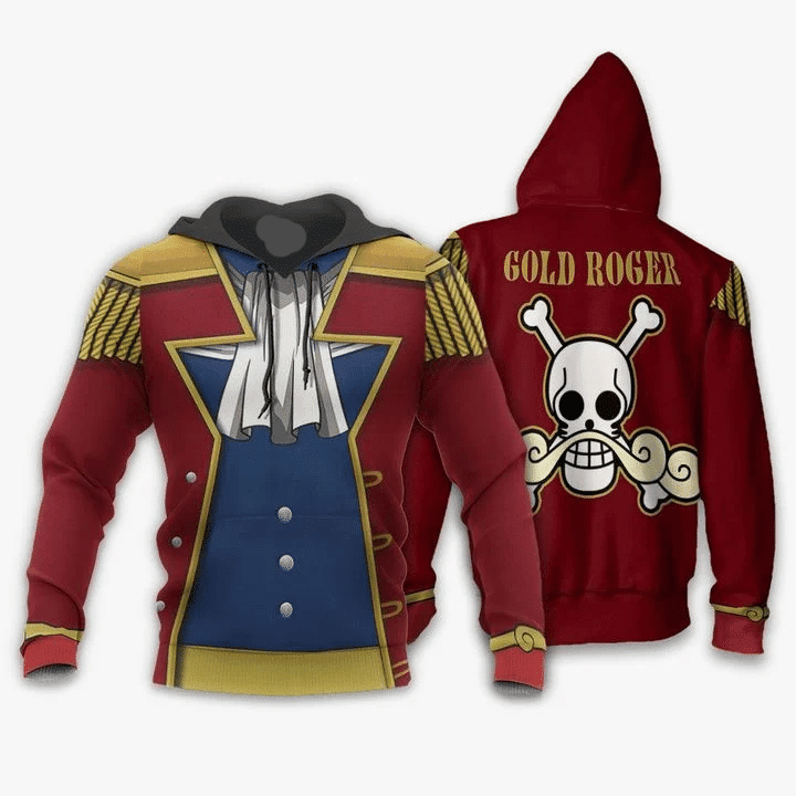 One Piece Hoodie One Piece Gol D Roger Suit Costume Hoodie Red Unisex