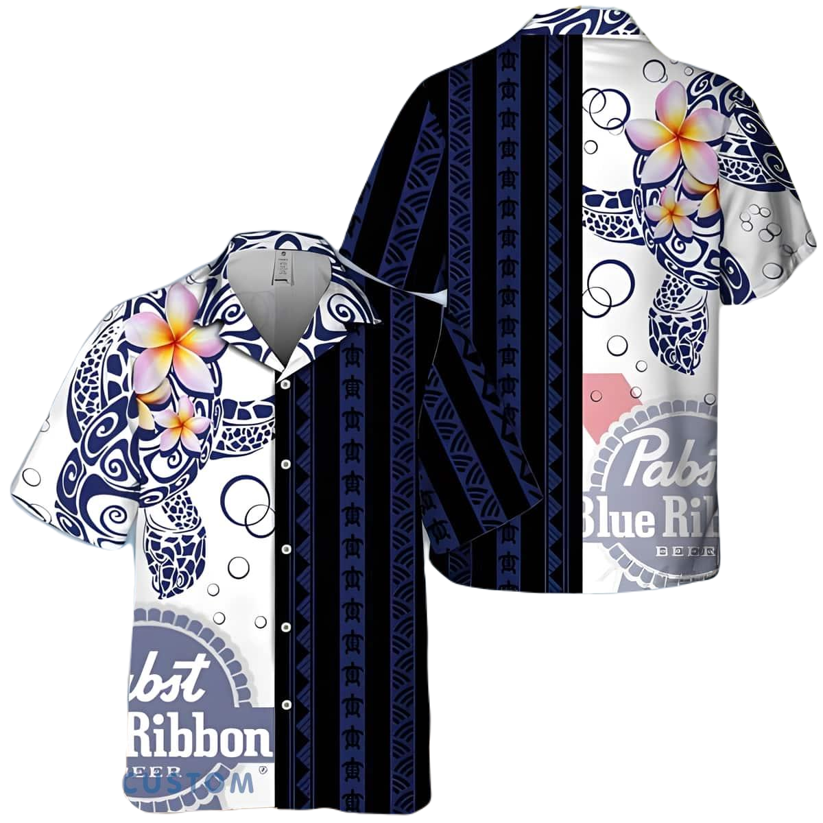 NoClaws Busch Light Hawaii Shirt Polynesian Ocean Turtle Aloha Shirt White Blue Unisex Adults New Release