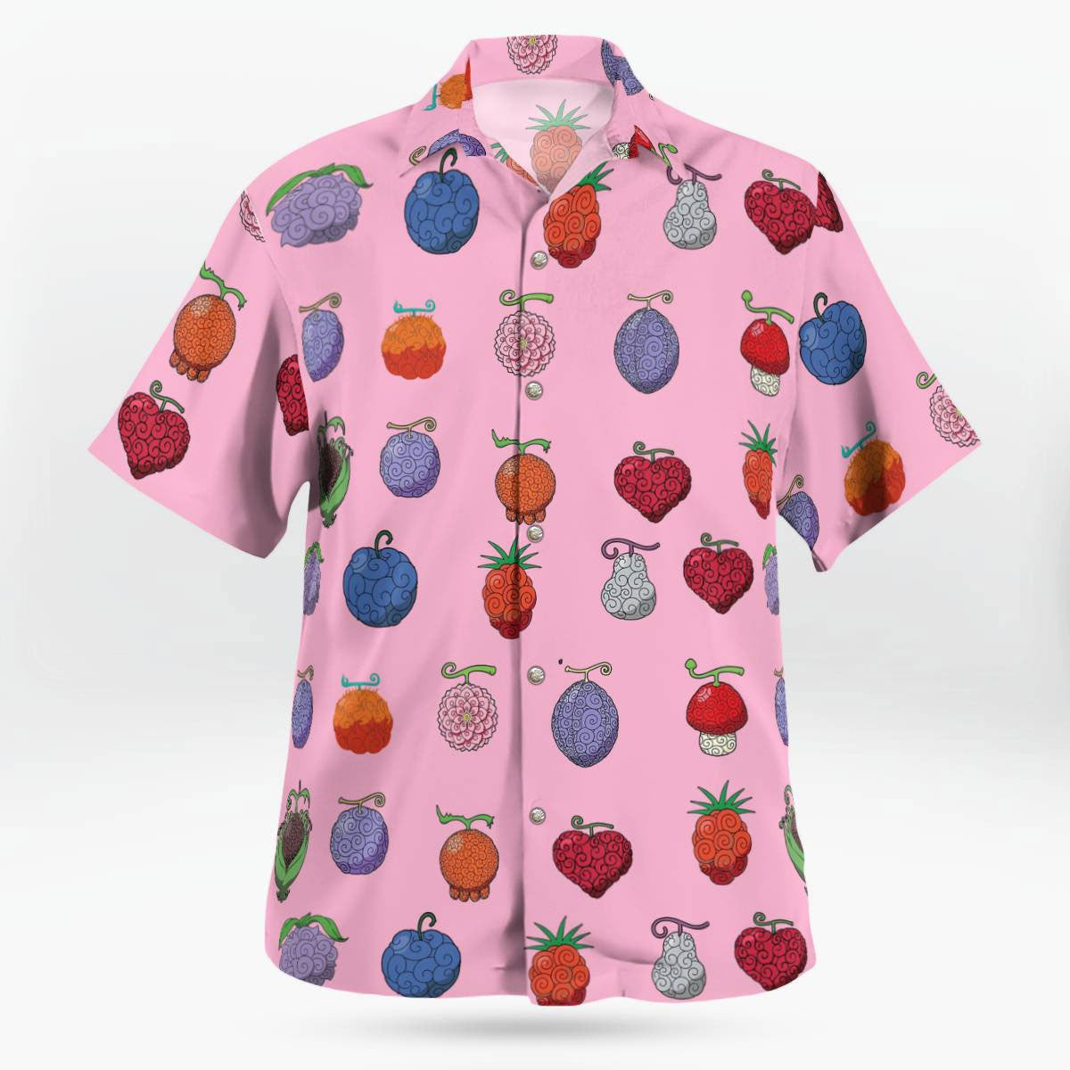 Pink One Piece Hawaii Shirt Devil Fruits Pattern For Sale | One Piece Universe Store