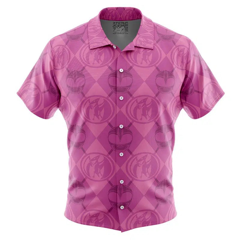 Pink Ranger Pattern Power Rangers Button Up Hawaiian Shirt