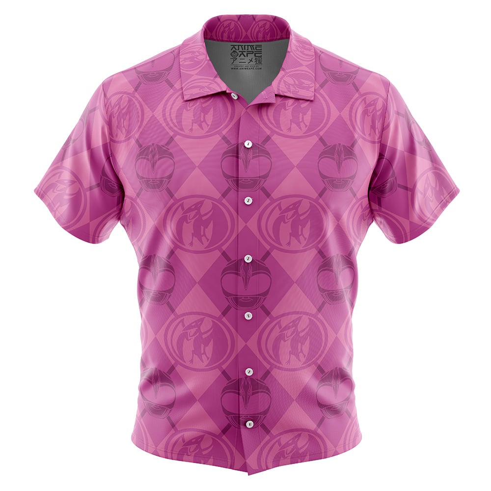 Pink Ranger Pattern Power Rangers Button Up Hawaiian Shirt