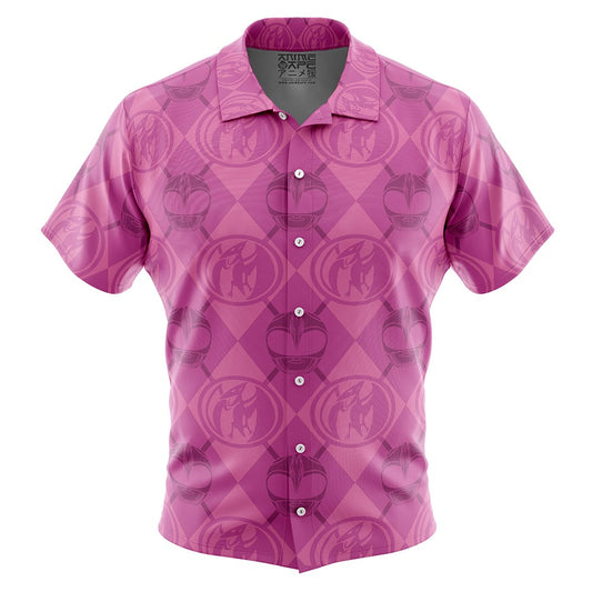 Pink Ranger Pattern Power Rangers Button Up Hawaiian Shirt