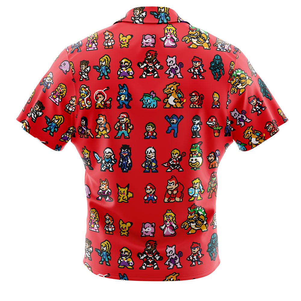 Pixel Smash Super Smash Bros Button Up Hawaiian Shirt