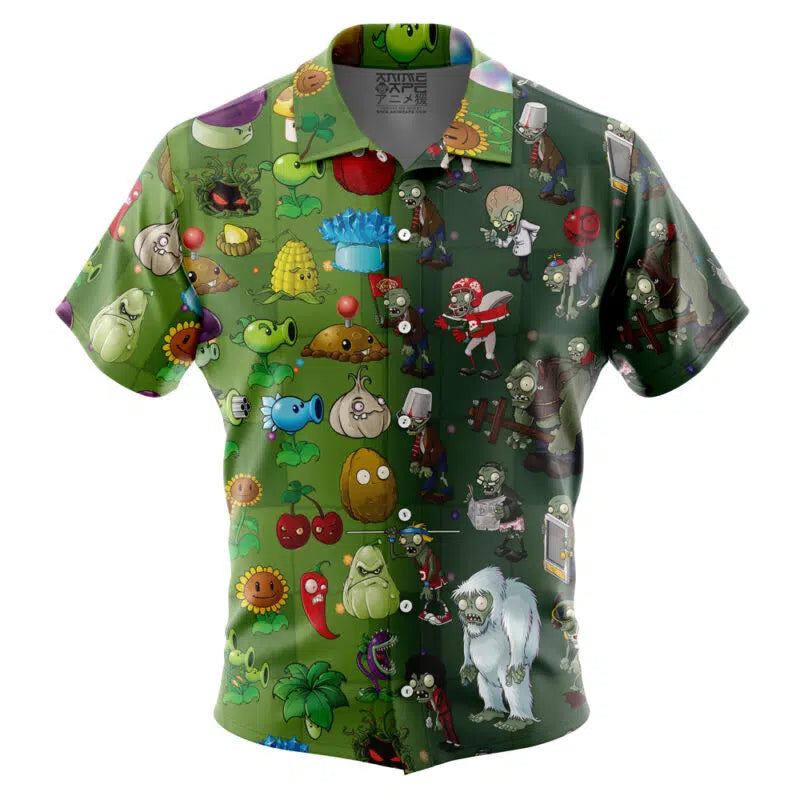 Plants Vs. Zombies Button Up Hawaiian Shirt