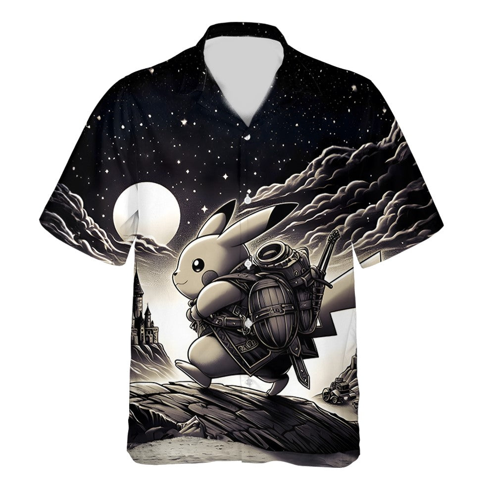NoClaws Pokemon Hawaii Shirt Pokemon Pikachu Carries Items Aloha Shirt Black Unisex