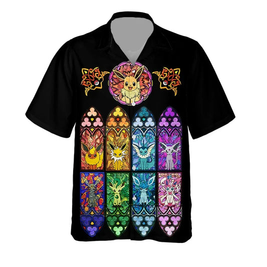 NoClaws NoClaws Pokemon Hawaii Shirt Pokemon Eevee All Type Of Evolutions Hawaiian Shirt Colorful Unisex