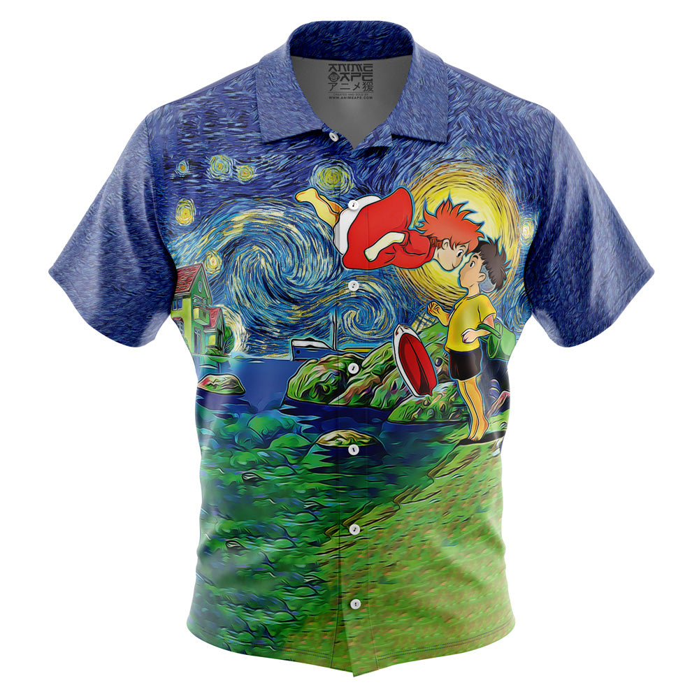 Ponyo Starry Night Button Up Hawaiian Shirt