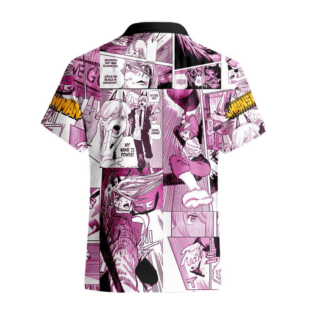 NoClaws Chainsaw Man Hawaii Shirt Power Character Manga Style Pattern Aloha Shirt Pink Unisex
