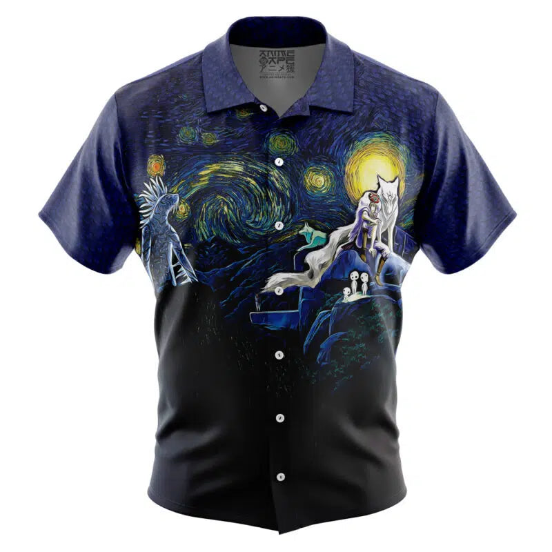 Princess Mononoke Starry Night Studio Ghibli Hawaiian Shirt