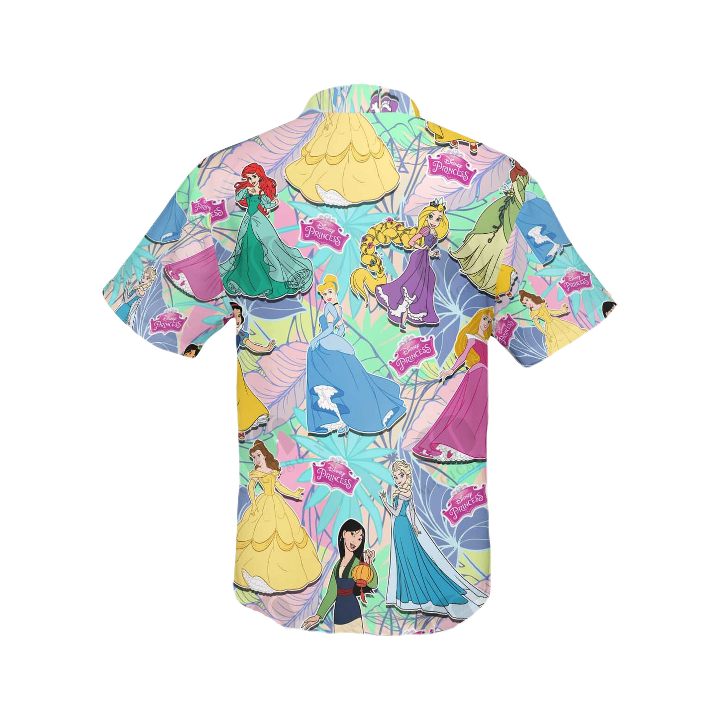NoClaws Disney Hawaii Shirt Disney All Princesses Tropical Leaves Pattern Hawaiian Shirt Colorful Unisex