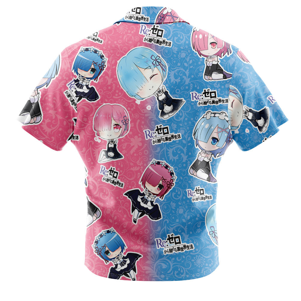 Rem and Ram Re Zero Kara Hajimeru Isekai Seikatsu Button Up Hawaiian Shirt