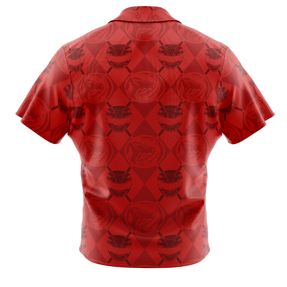 Red Ranger Pattern Power Rangers Button Up Hawaiian Shirt