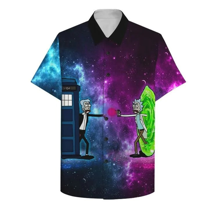 NoClaws Rick and Morty Hawaii Shirt Rick And Morty UFO Galaxy Aloha Shirt Colorful Unisex Adults New Release