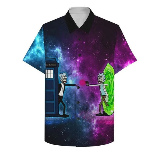 NoClaws Rick and Morty Hawaii Shirt Rick And Morty UFO Galaxy Aloha Shirt Colorful Unisex Adults New Release