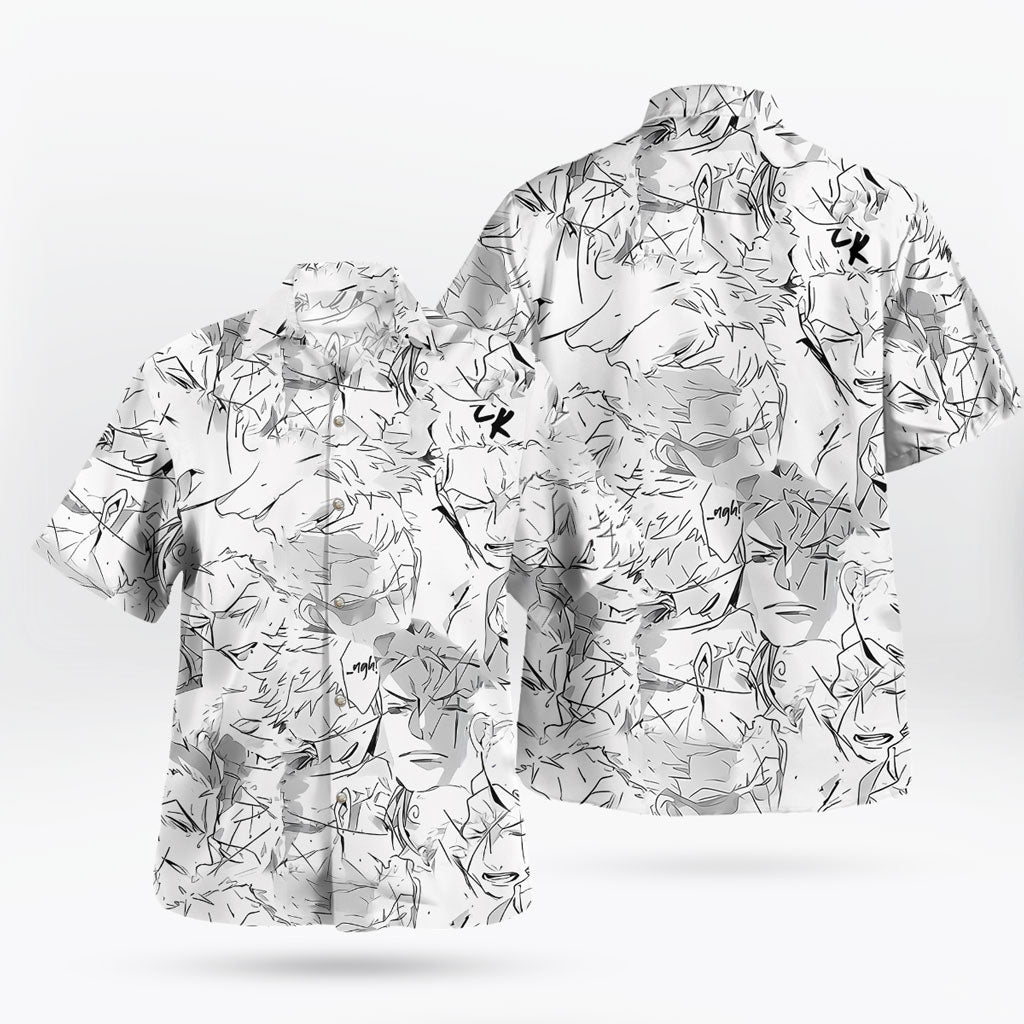 Roronoa Zoro Sketch Art Hawaiian Set: Shirt and Shorts | One Piece Universe Store
