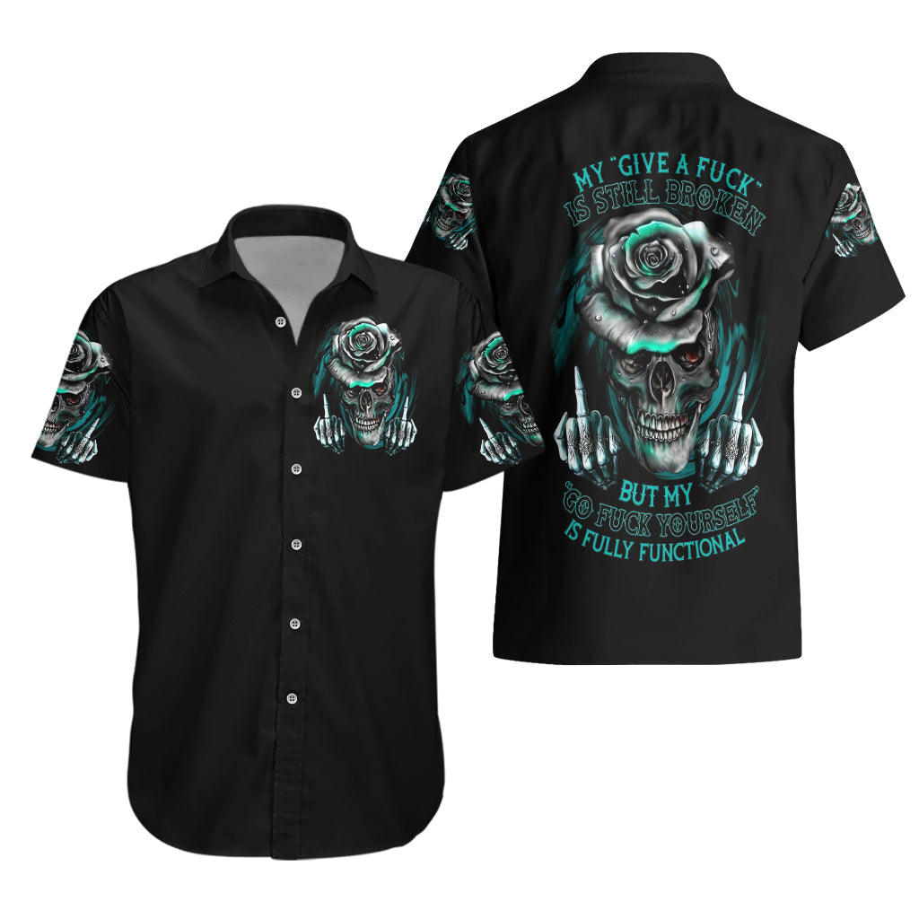 NoClaws Skull Hawaii Shirt Go Fck Yourself Is Fully Functional Hawaiian Shirt Black Blue Unisex