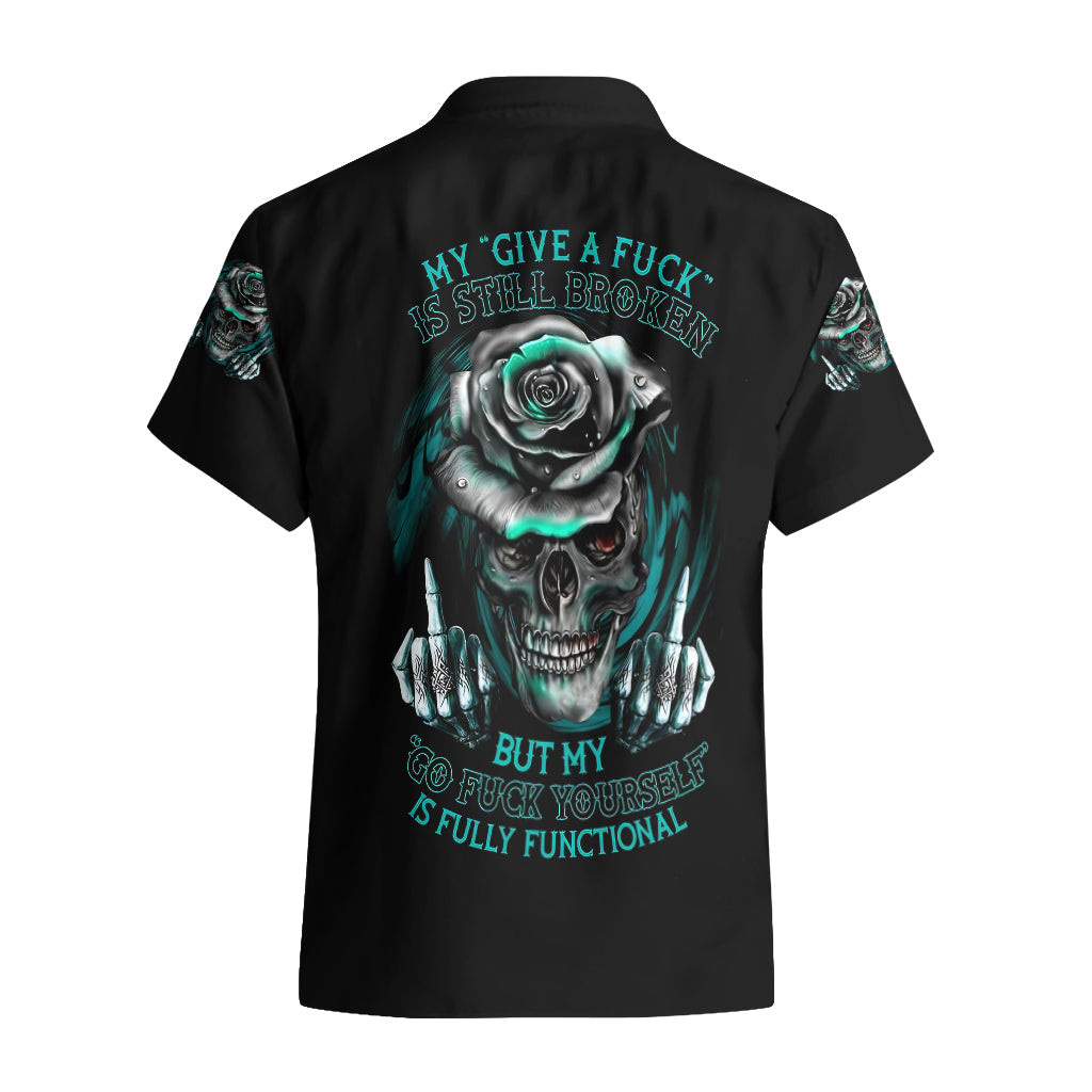 NoClaws Skull Hawaii Shirt Go Fck Yourself Is Fully Functional Hawaiian Shirt Black Blue Unisex