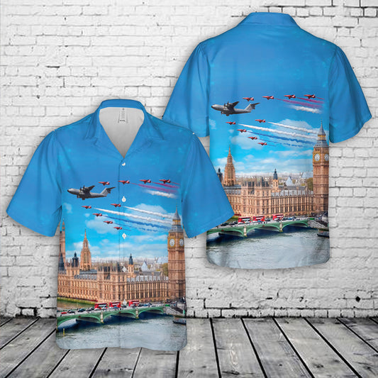 Royal Air Force Red Arrows  B747 A400 Vulcan F35 Hawaiian Shirt