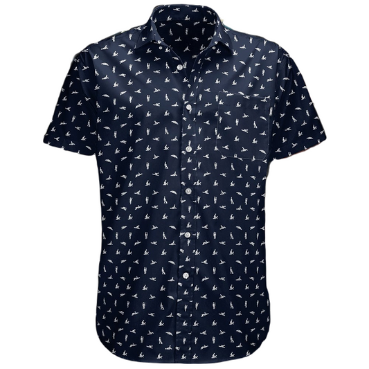 NoClaws Funny Hawaii Shirt Funny Stickman Figure Pattern Hawaiian Shirt Black White Unisex