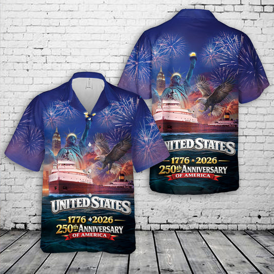 SS Edmund Fitzgerald 1776-2026, 250th Anniversary Hawaiian Shirt