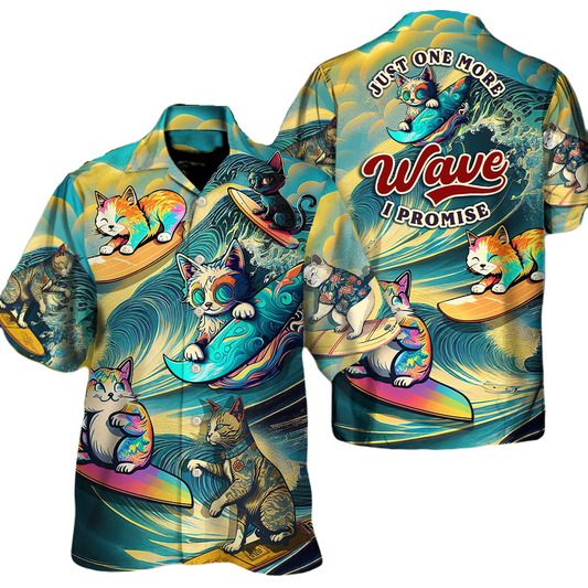 NoClaws Cat Hawaii Shirt Cat Just One More Wave I Promise Hawaiian Shirt Colorful Unisex