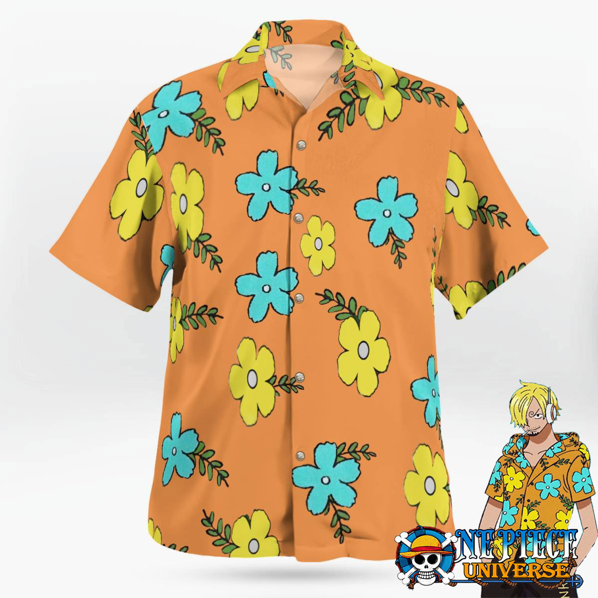 Vinsmoke Sanji Egghead Arc Pattern Button Up Hawaiian Shirt One Piece For Sale | One Piece Universe Store