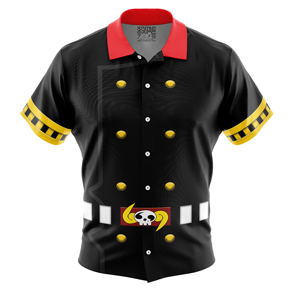 Sanji Germa Stealth Black One Piece Button Up Hawaiian Shirt