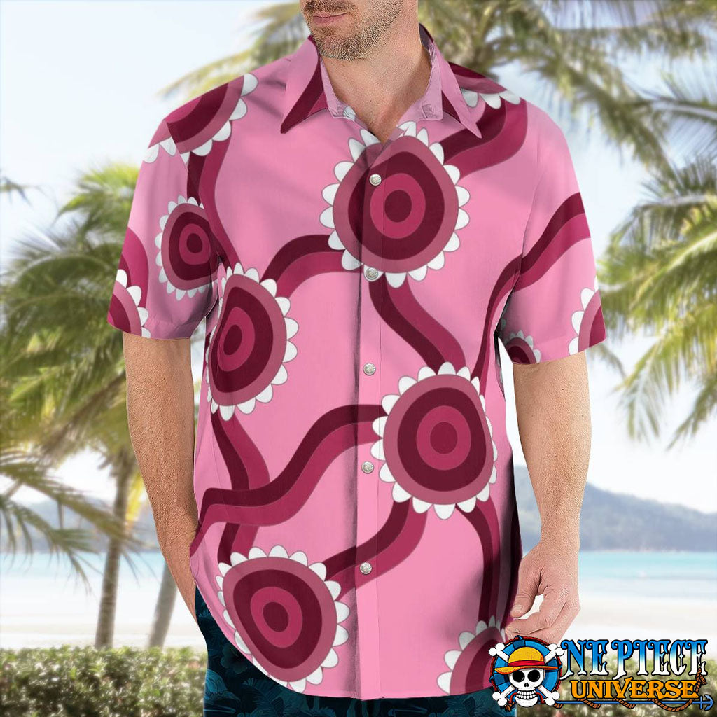 Pink Sanji Skypiea Shirt Hawaiian Pattern Cosplay 2024 | One Piece Universe Store