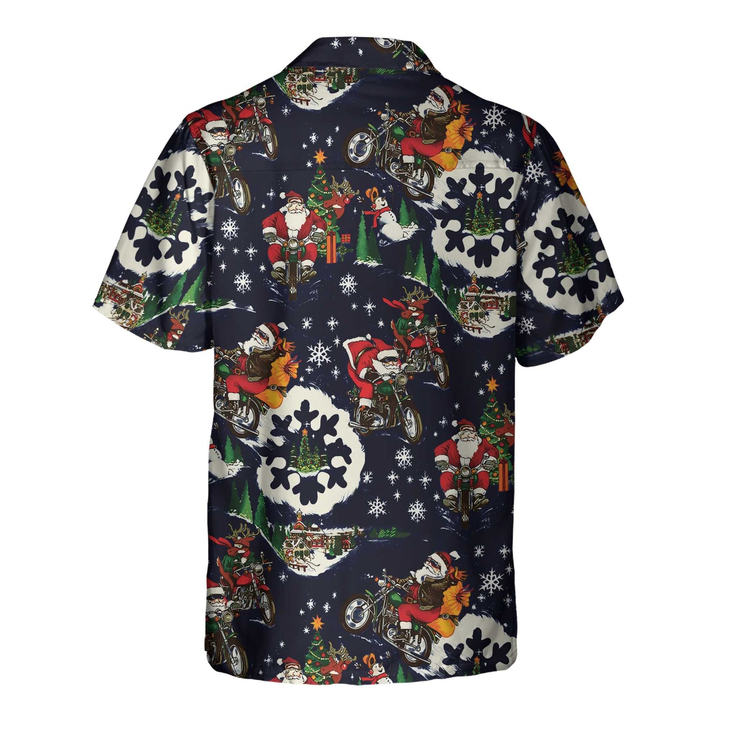NoClaws Christmas Hawaii Shirt Santa On Motorcycle Christmas Pattern Hawaiian Shirt Black Unisex