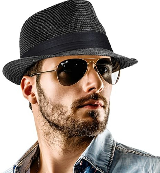 Hat for Men Packable Short Brim Roll Up Trilby Hat Panama Summer