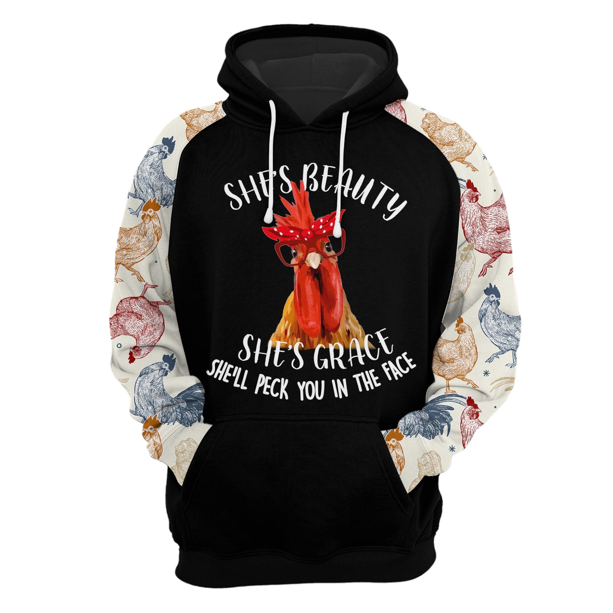 Chicken Hoodie Chicken She's Beauty She's Grace Hoodie Black Unisex