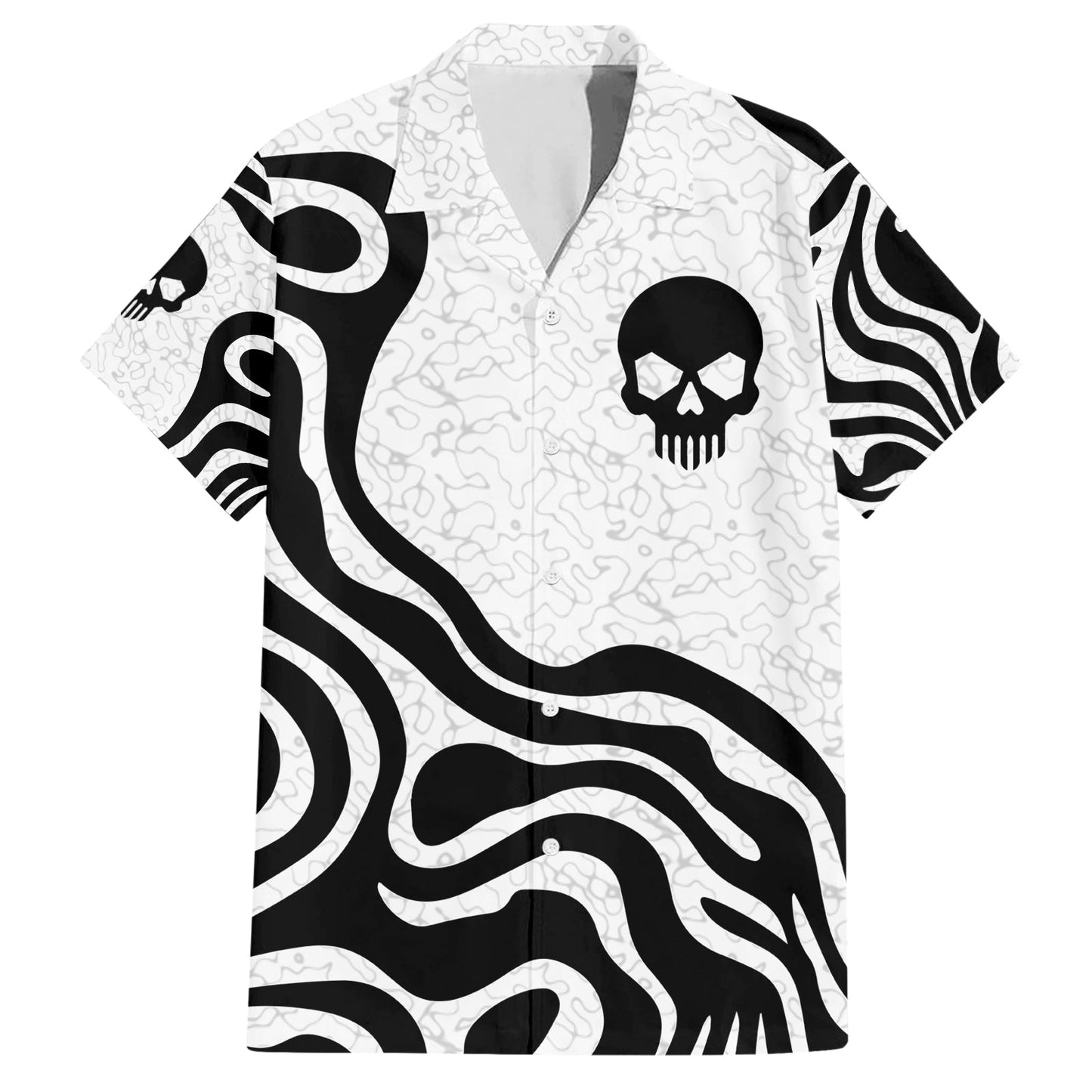 NoClaws Skull Hawaii Shirt Skull Born To Die Pattern Hawaiian Shirt Black White Unisex
