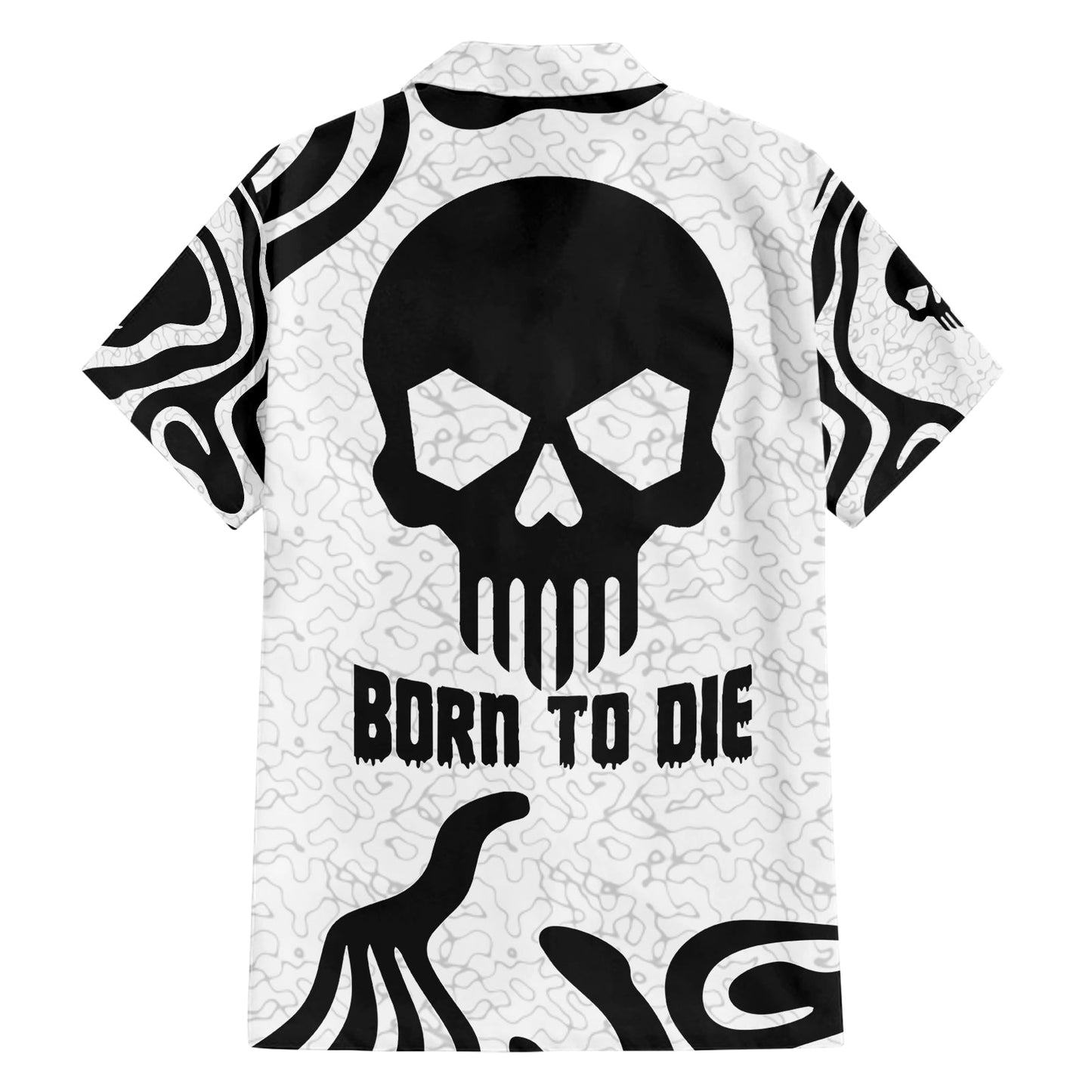 NoClaws Skull Hawaii Shirt Skull Born To Die Pattern Hawaiian Shirt Black White Unisex