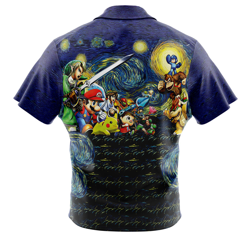 Smash Bros. Starry Night Button Up Hawaiian Shirt
