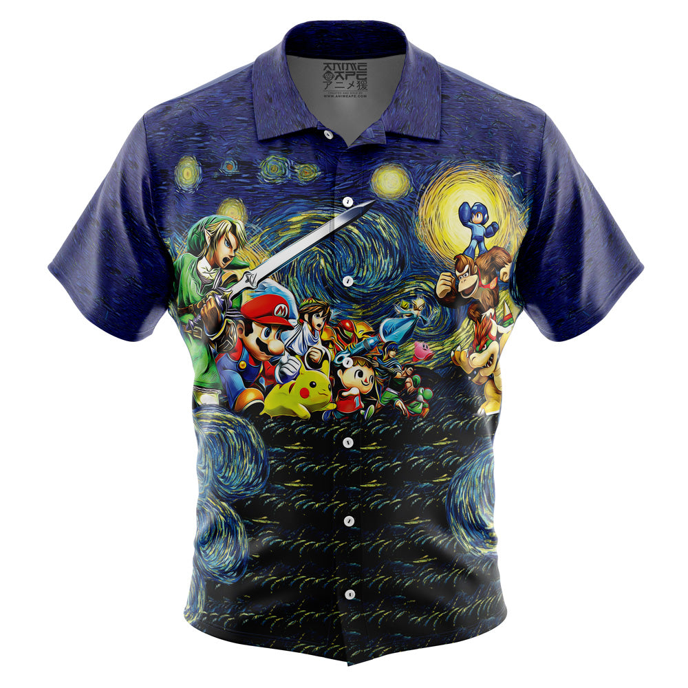 Smash Bros. Starry Night Button Up Hawaiian Shirt