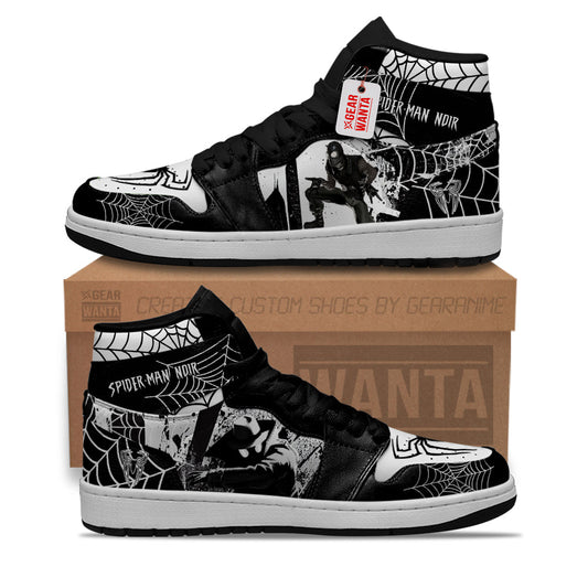 Spider-Man Noir Spider-Verse J1s Sneakers Custom For Fans PT21