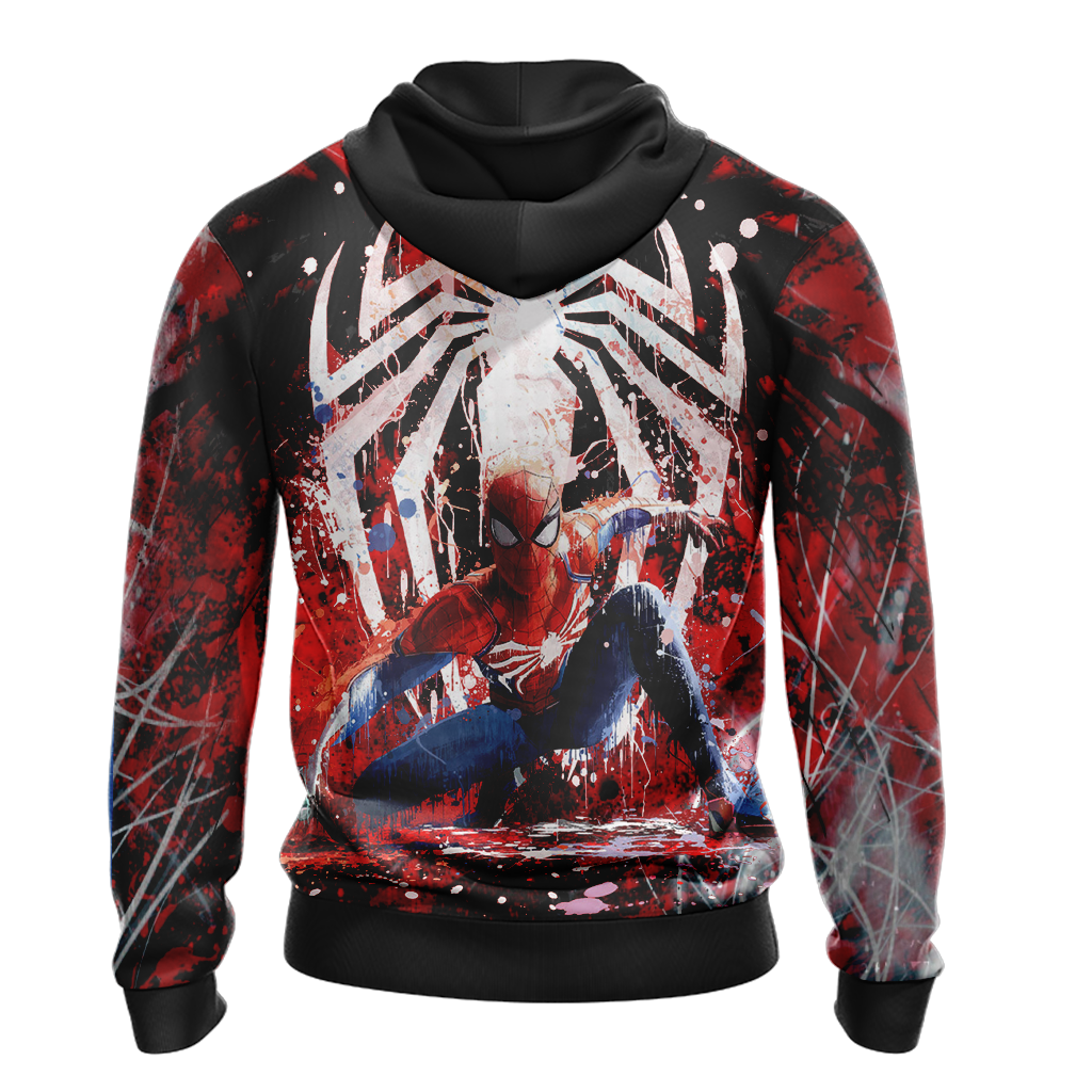 Spiderman Hoodie MV Spiderman Hero Graphic Web Pattern Hoodie Red Black Unisex