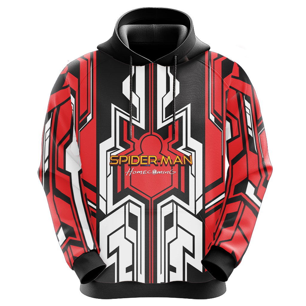 Spiderman Hoodie MV Spiderman Homecoming Logo Hoodie Red Black Unisex