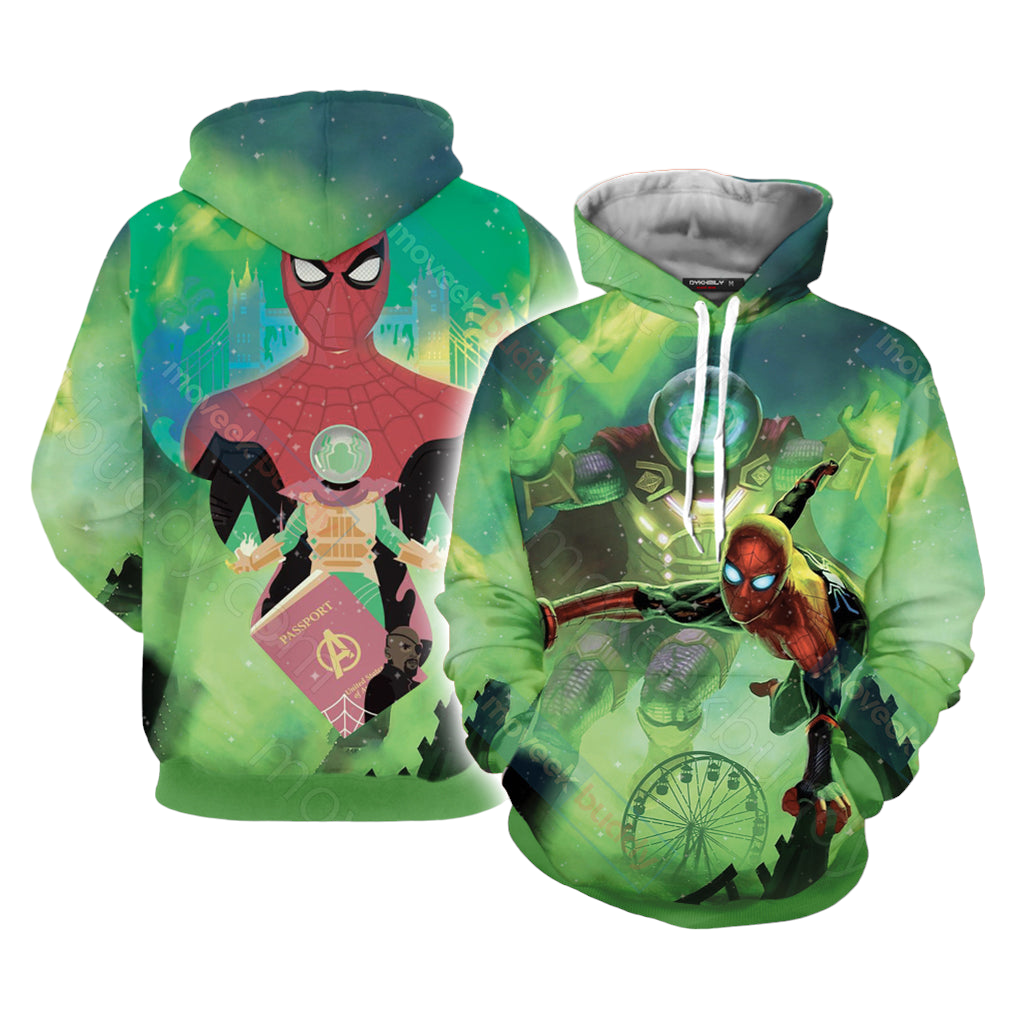 Spiderman Hoodie Soiderman And Mephisto Villain Graphic Hoodie Green Unisex