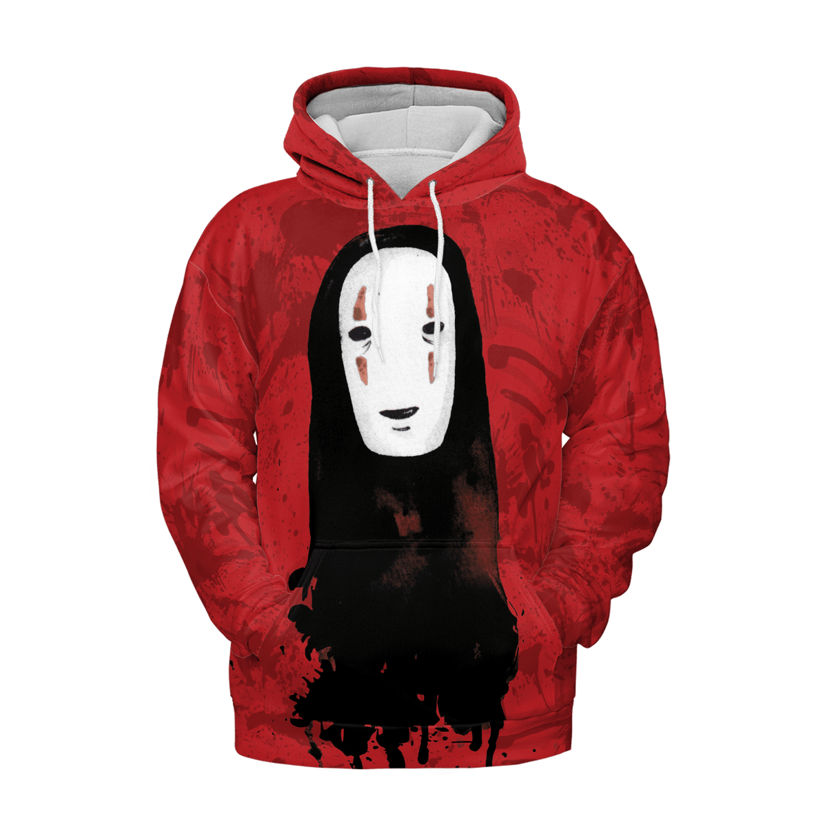 SGhibli Hoodie Spirited Away No Face Kaonashi Hoodie Red Black Unisex