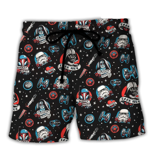 Starwars Shorts Darth Vader Stormtrooper Dark Side Beach Shorts Black